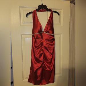 Red Rhinestone Holiday Dress